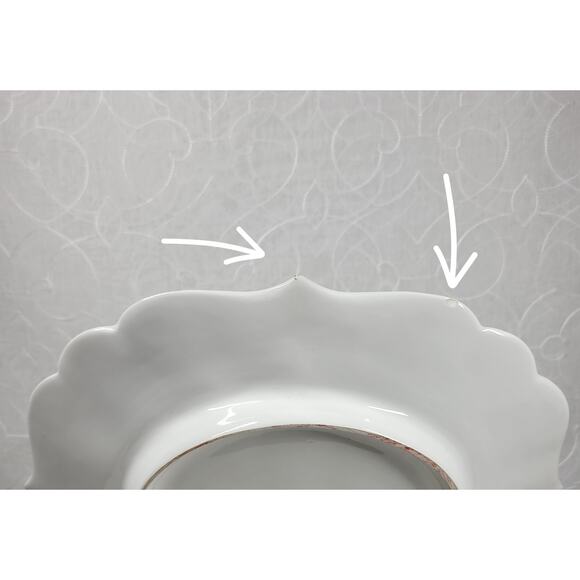 Vintage Italian Serving Platter Scallop Raised 13" White Floral Serving Plate - Picture 16 of 16